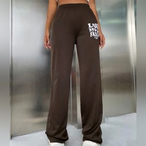 Slogan Graphic Elastic Waist Sweatpants
